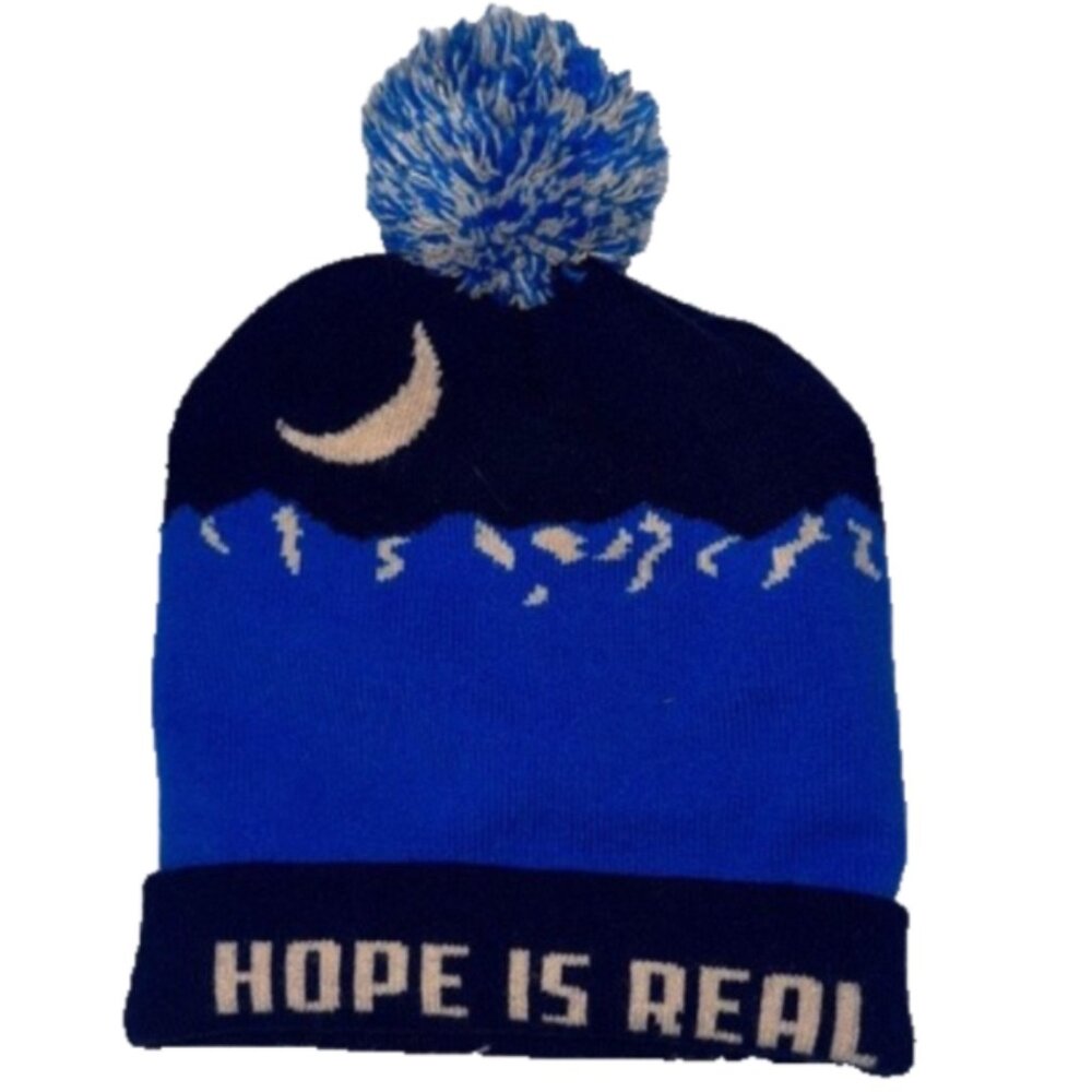 TWLOHA “Hope Is Real” Pom Beanie – Navy & Royal Blue Winter Hat - NWOT